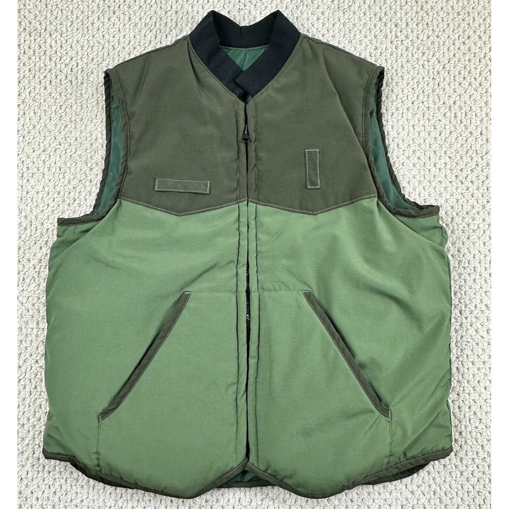 Vtg ACT Hunting Reversible Field Vest Mens 42 Green Orange Insulated Made in USA